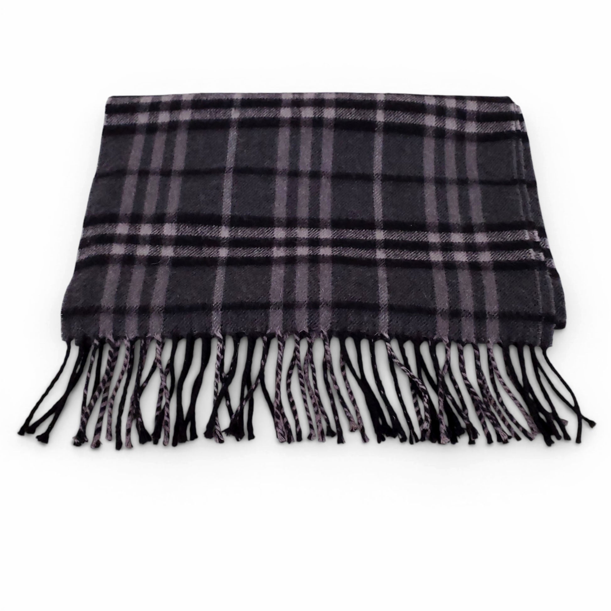 BURBERRY BLACK CHECK PATTERNED SCARF