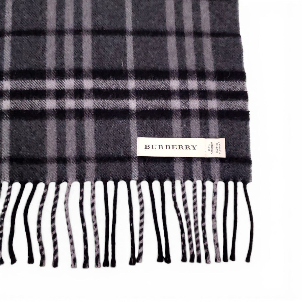BURBERRY BLACK CHECK PATTERNED SCARF