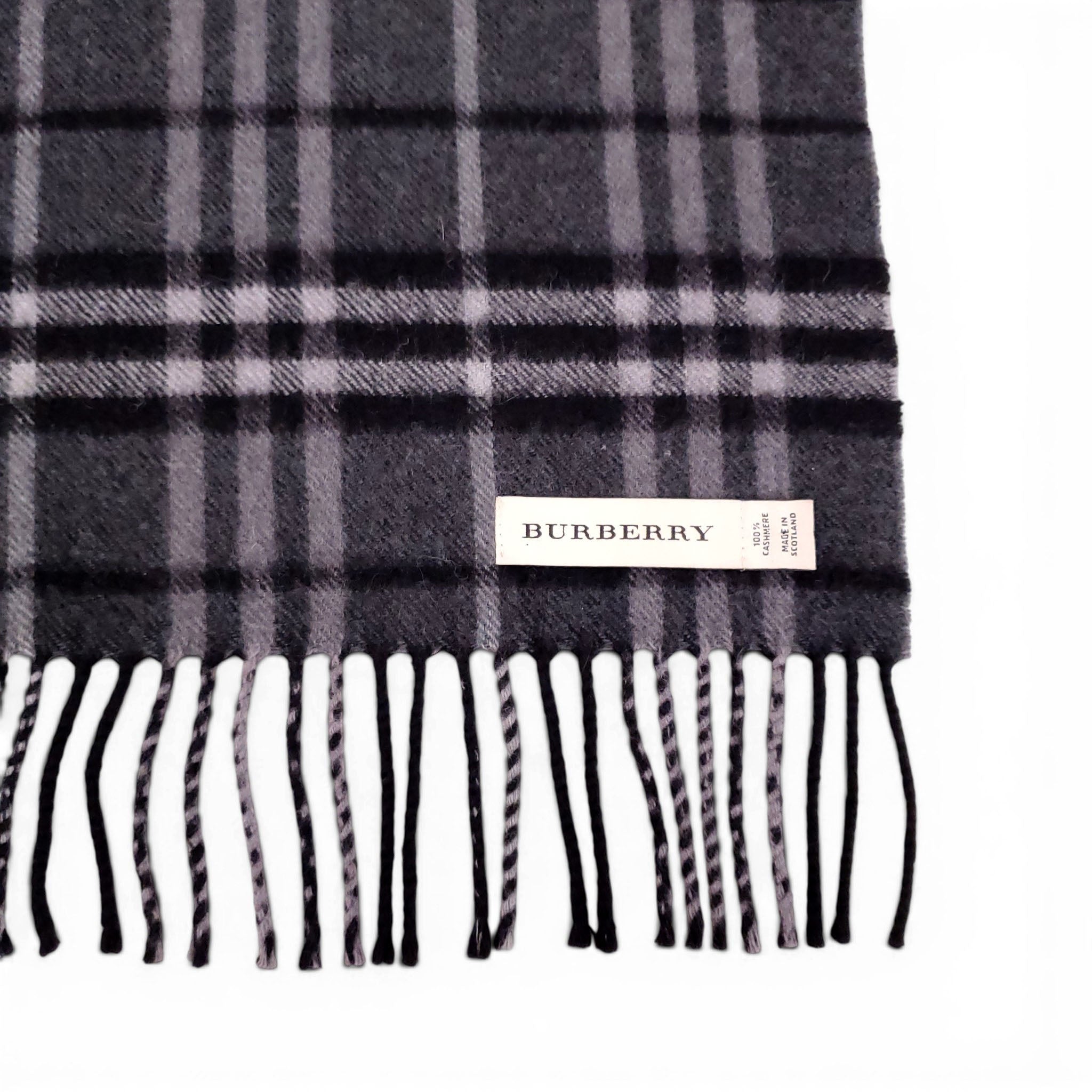 BURBERRY BLACK CHECK PATTERNED SCARF