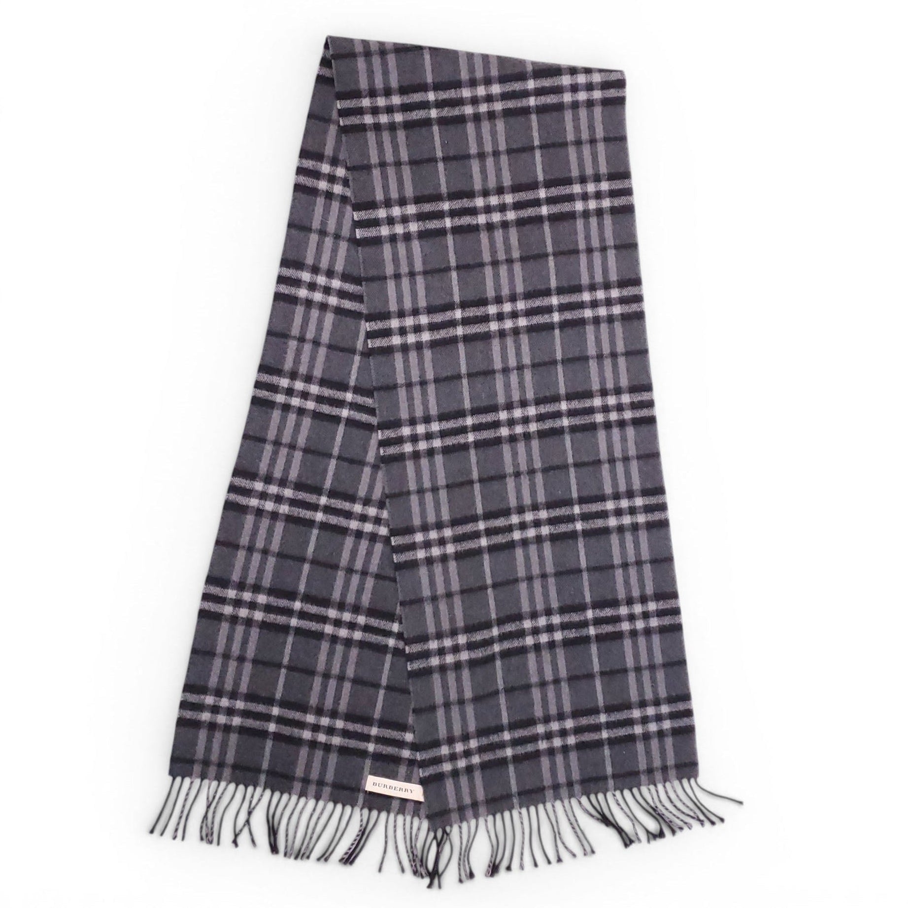 BURBERRY BLACK CHECK PATTERNED SCARF