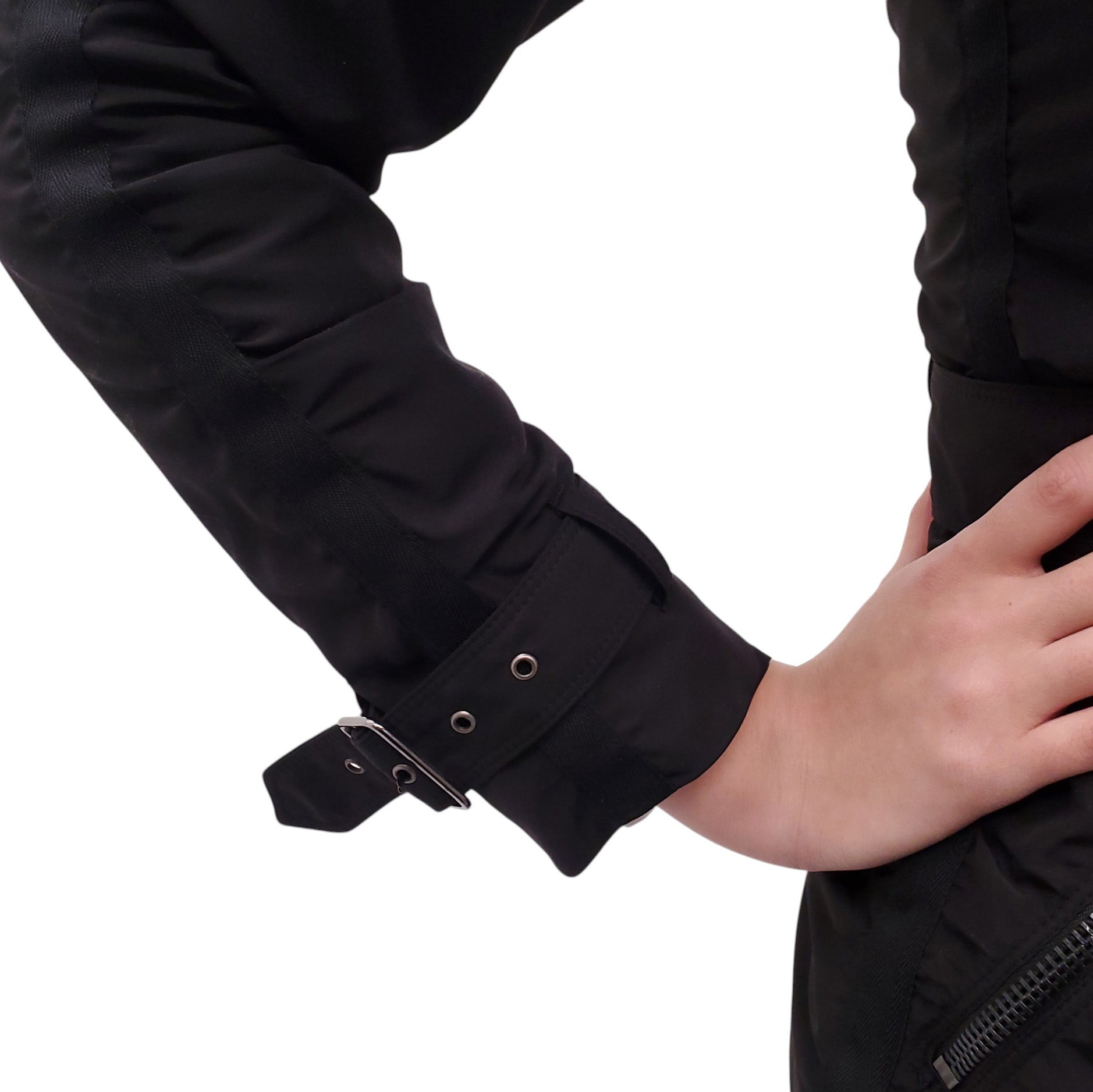 BURBERRY BLACK CROPPED TRENCH COAT WITH RUCHING DETAIL - SIZE US 2