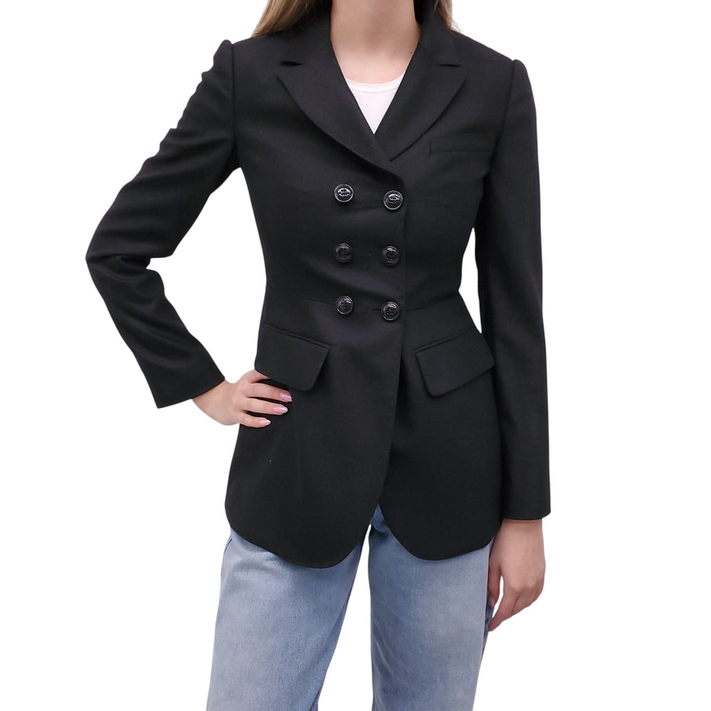 BURBERRY BLACK DOUBLE-BREASTED BLAZER - SIZE US 2