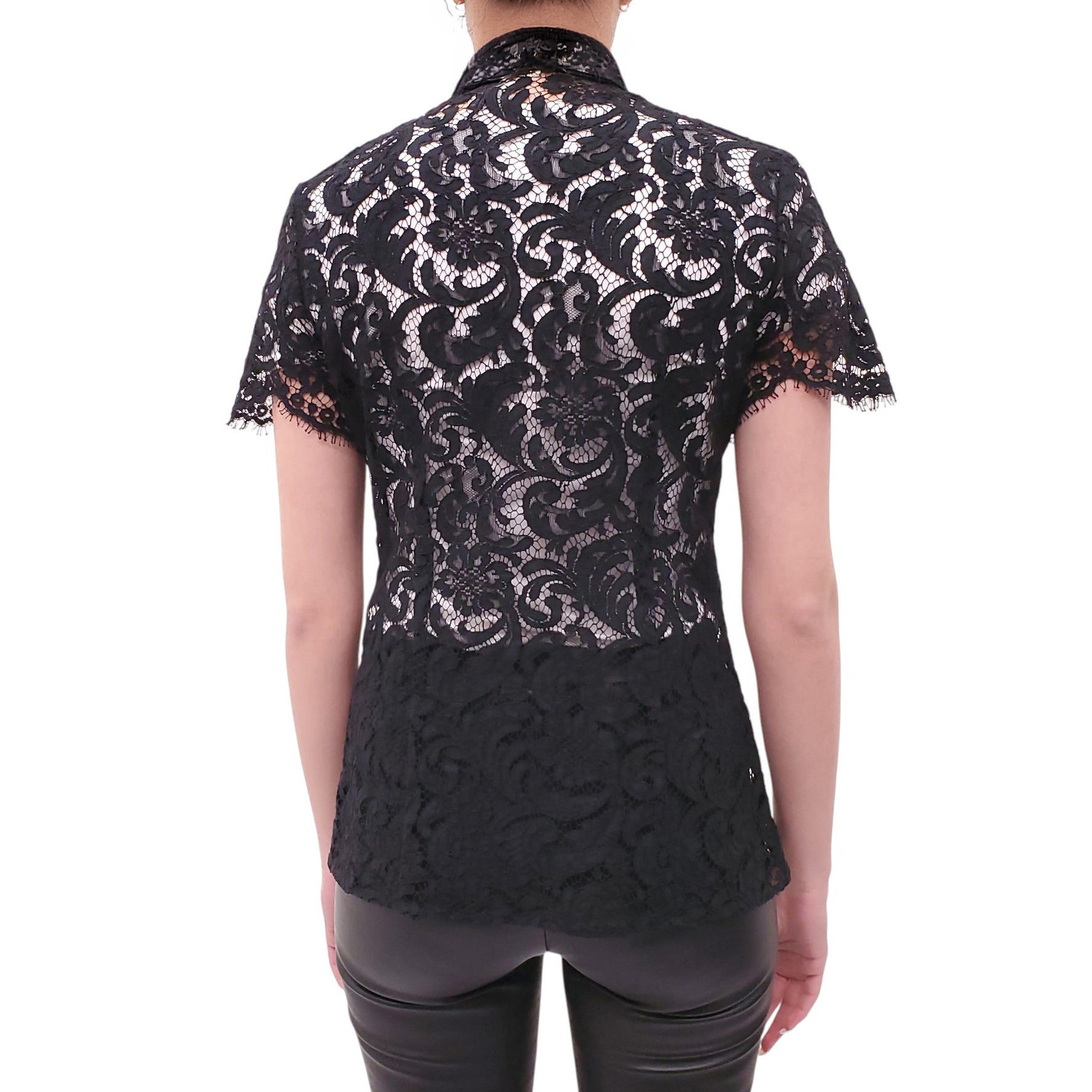 BURBERRY BLACK LACE BLOUSE - SIZE US 6