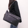 BURBERRY BLACK LEATHER POCKET SATCHEL TOTE