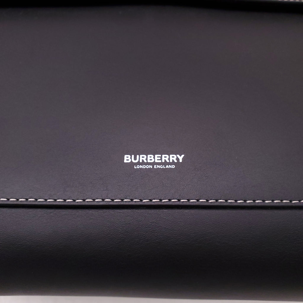 BURBERRY BLACK LEATHER POCKET SATCHEL TOTE