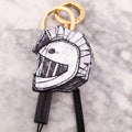 BURBERRY BLACK LEATHER ‘PALLAS HELMET’ KEYCHAIN