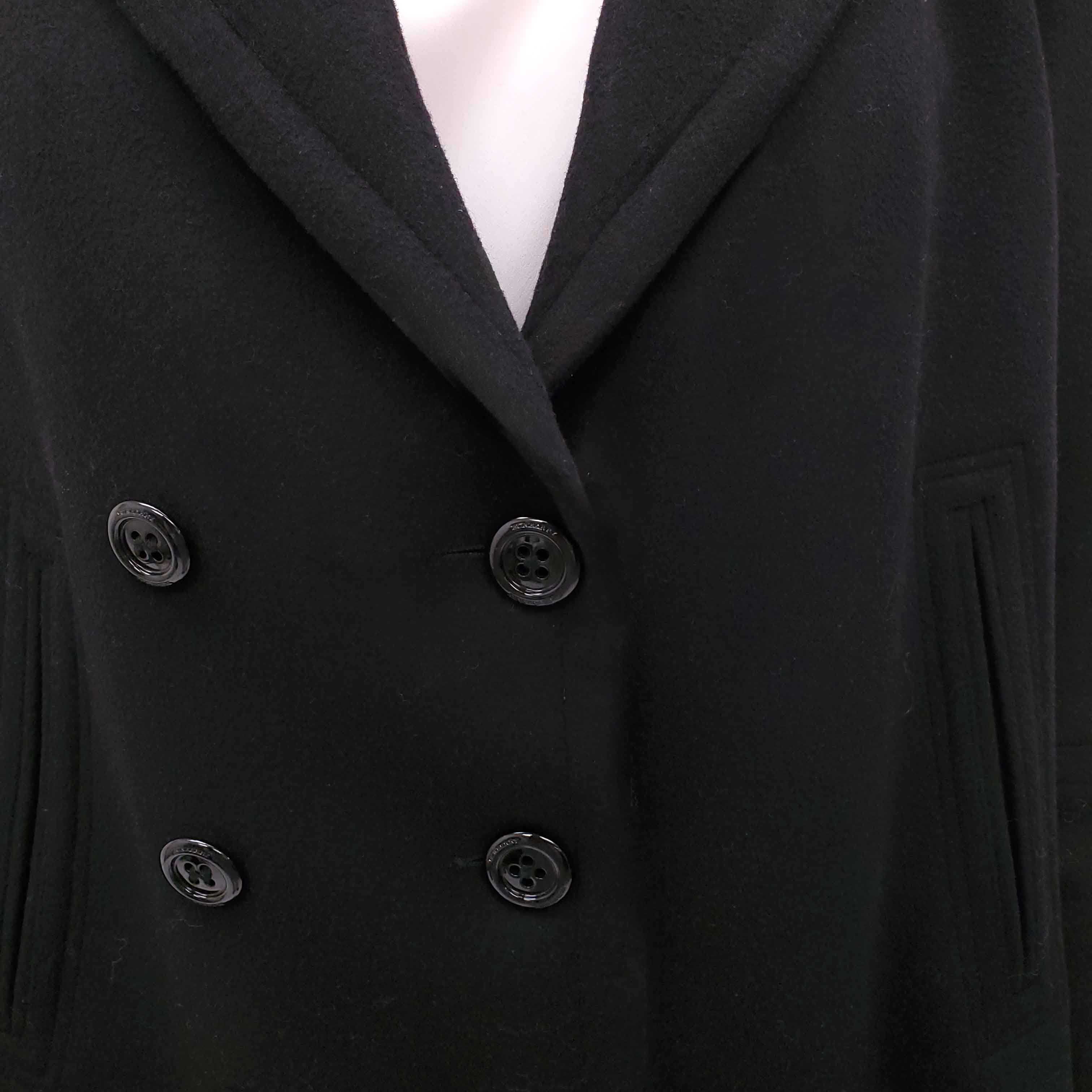 BURBERRY BLACK WOOL PEACOAT - SIZE 12
