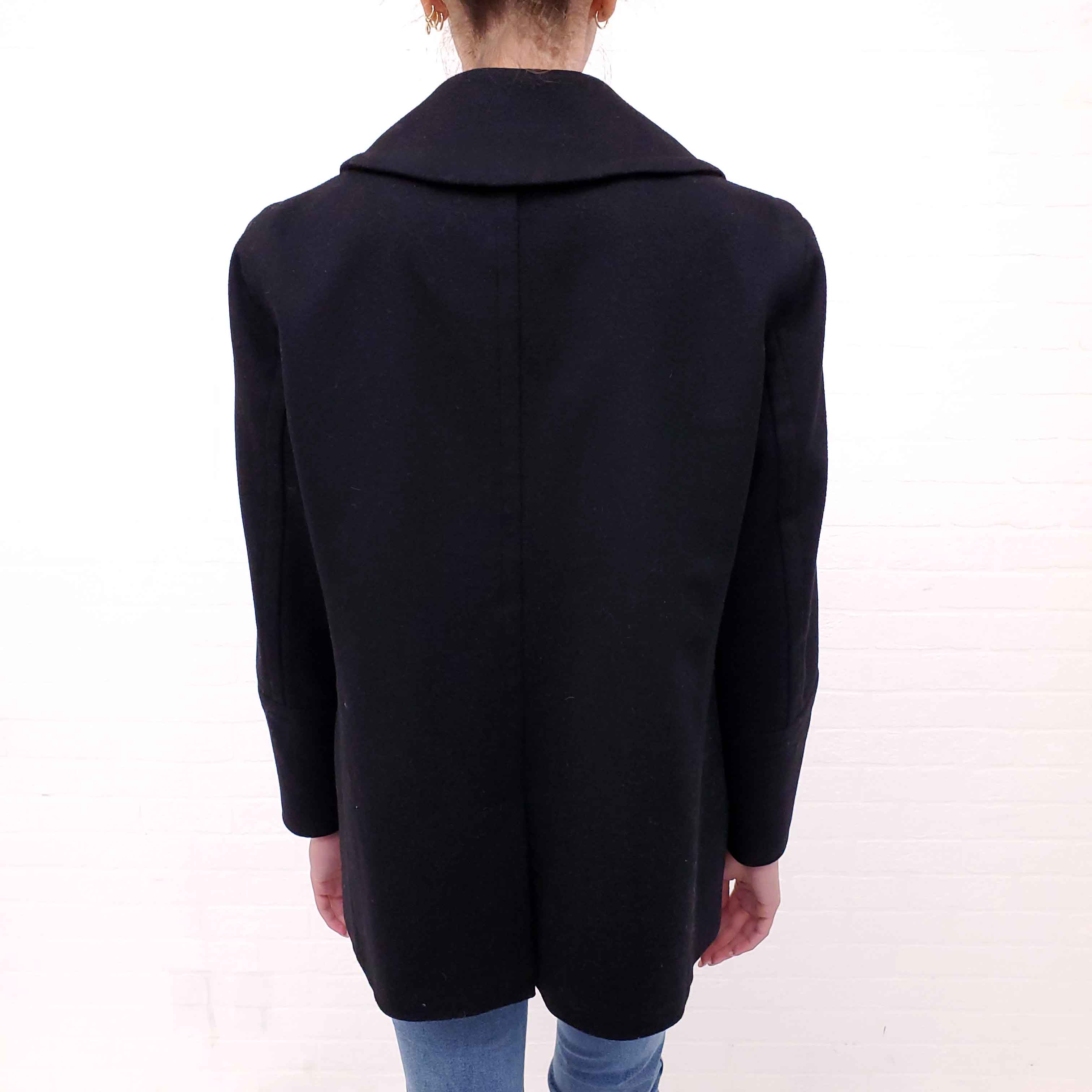 BURBERRY BLACK WOOL PEACOAT - SIZE 12