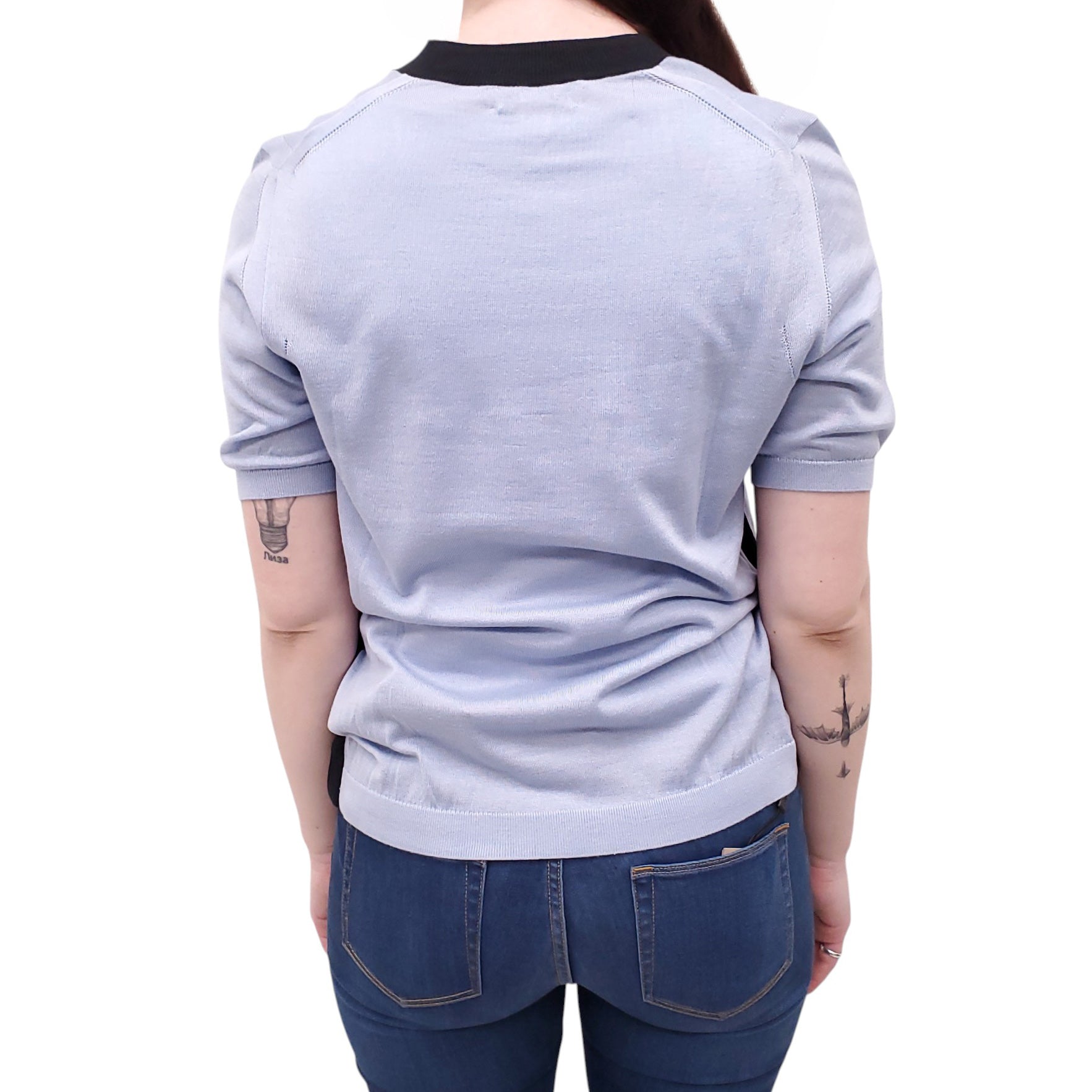 BURBERRY BLUE SHORT SLEEVE SWEATER - SIZE M