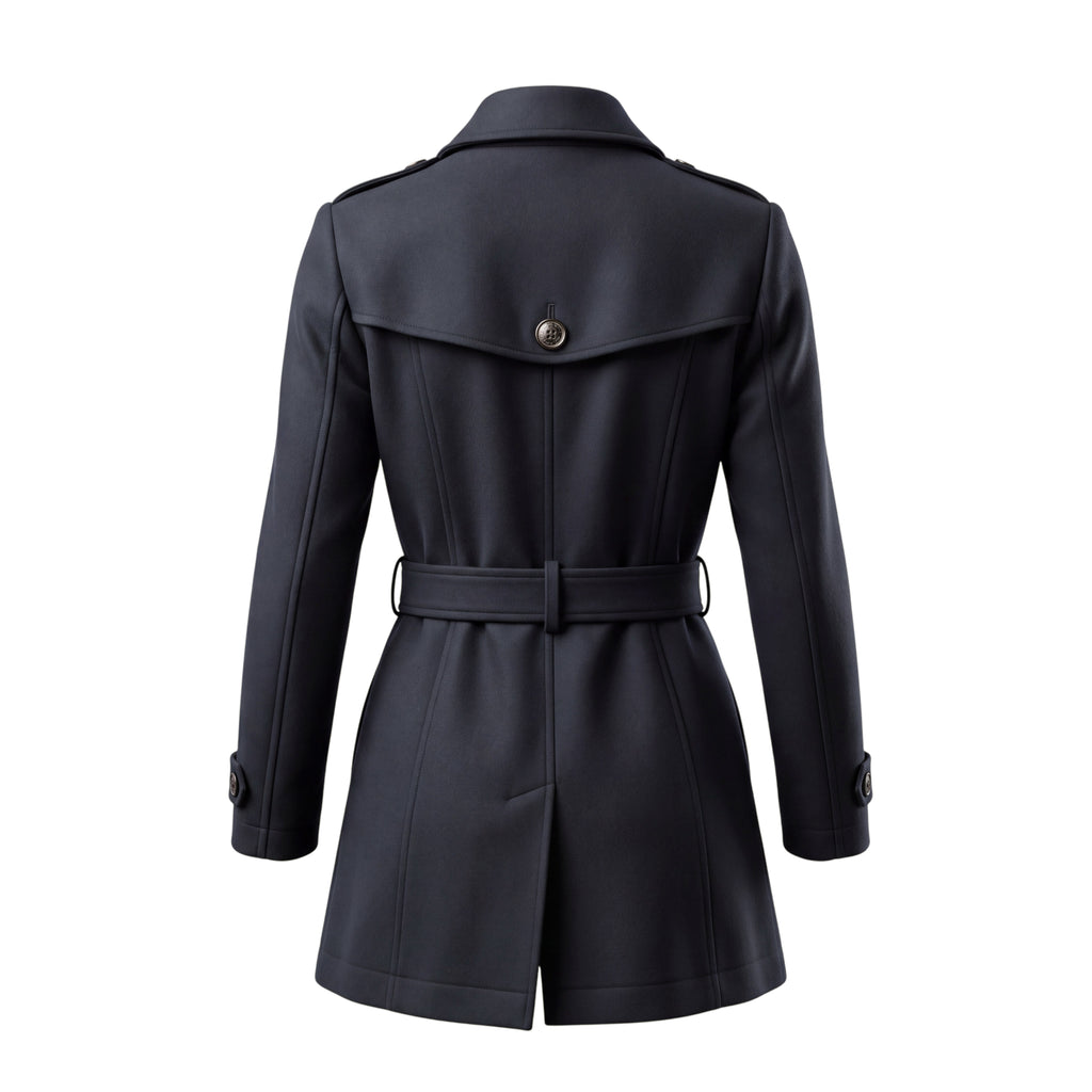 BURBERRY BRIT BLACK WOOL TRENCH COAT - SIZE 2