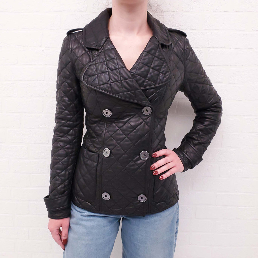 BURBERRY BRIT LEATHER QUILTED JACKET - SIZE 4
