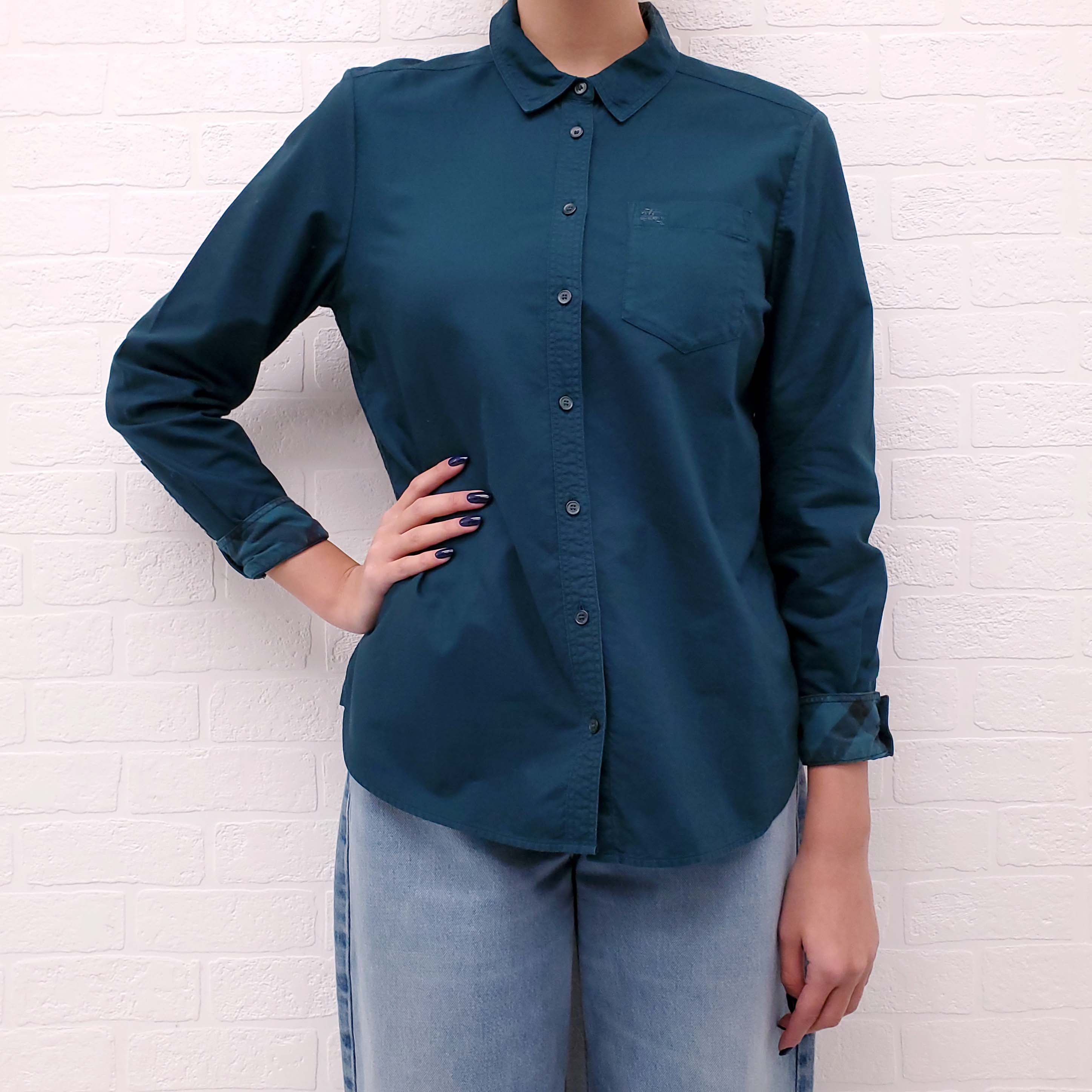 BURBERRY BRIT TEAL BLOUSE - SIZE M