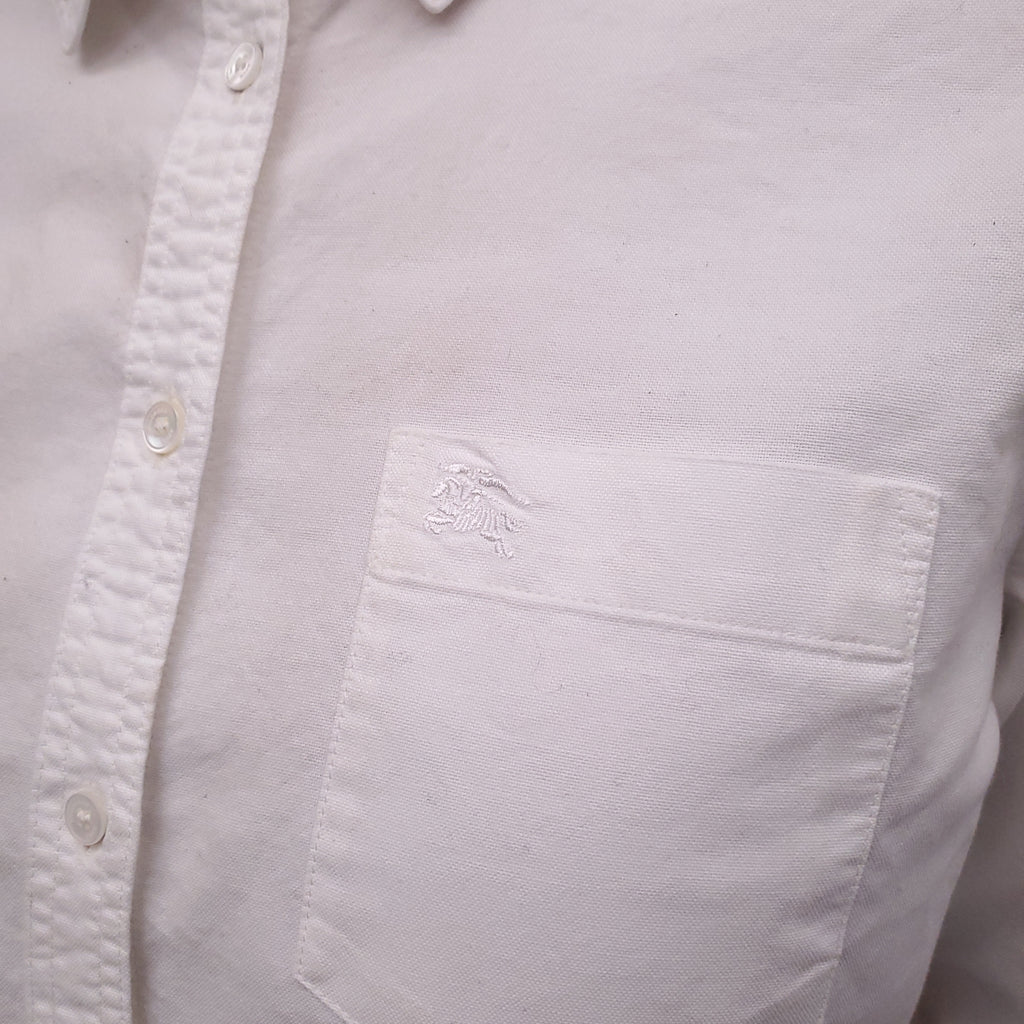 BURBERRY BRIT WHITE BUTTON UP BLOUSE - SIZE M