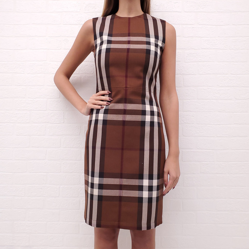 BURBERRY BROWN CHECK DRESS - SIZE 4