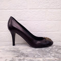 BURBERRY BROWN HEELS WITH LOGO PLAQUE - SIZE 40