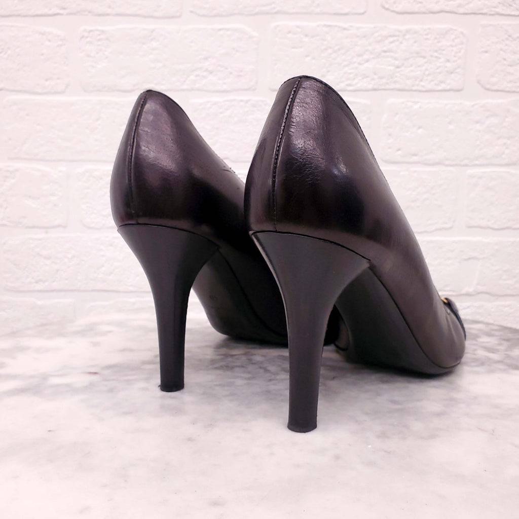 BURBERRY BROWN HEELS WITH LOGO PLAQUE - SIZE 40