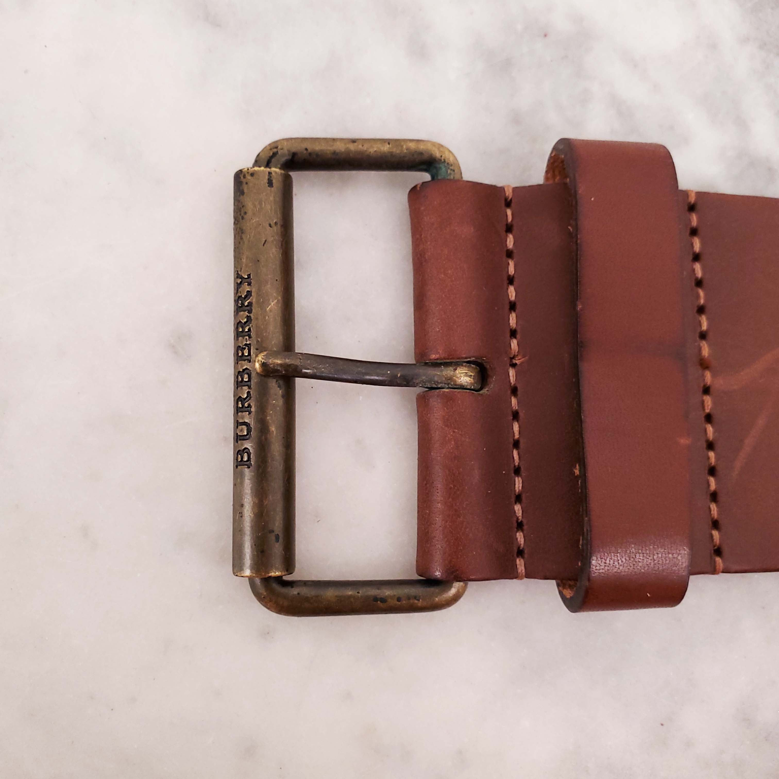 BURBERRY BROWN LEATHER BELT - SIZE S