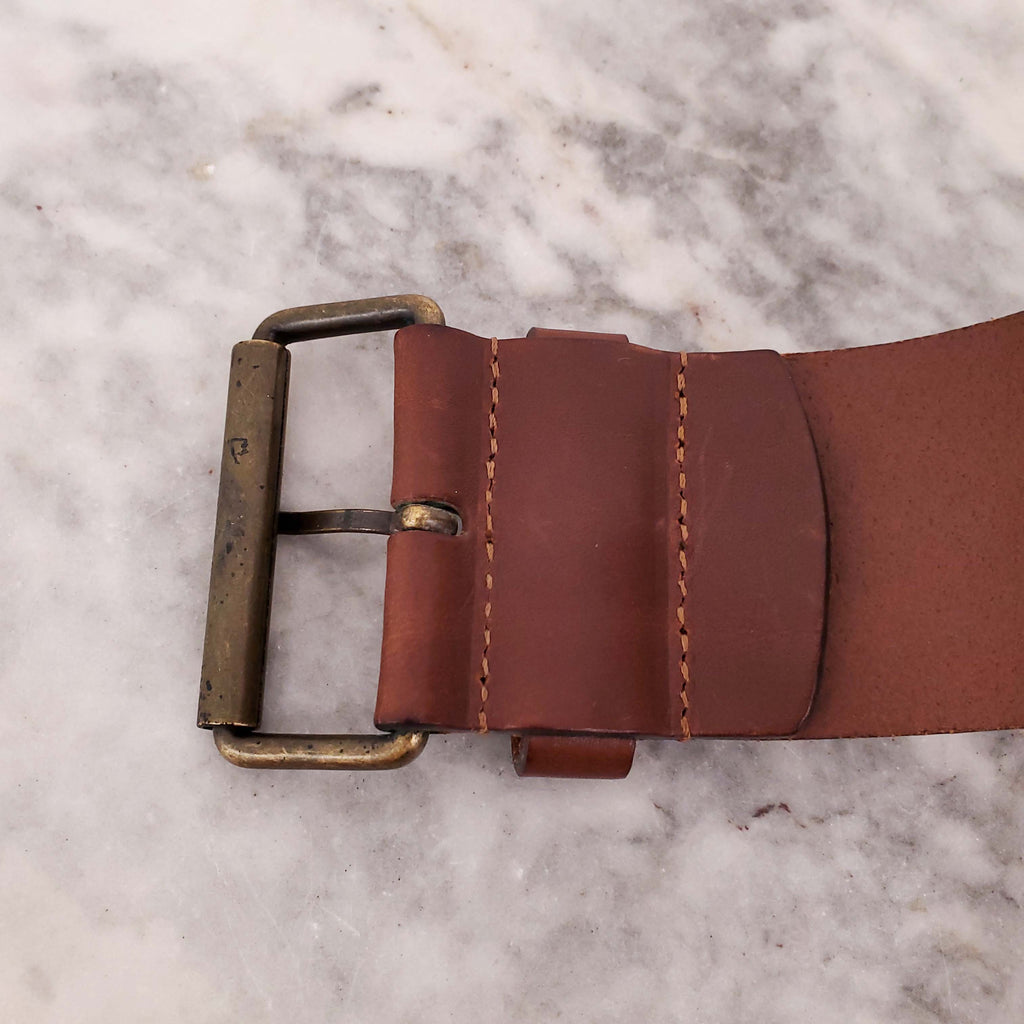 BURBERRY BROWN LEATHER BELT - SIZE S