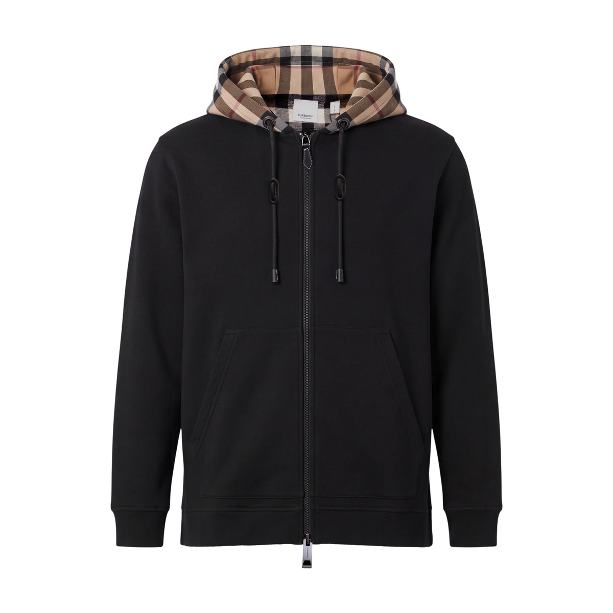 BURBERRY CHECK HOOD COTTON ZIP HOODIE - SIZE S MENS, M/L WOMENS