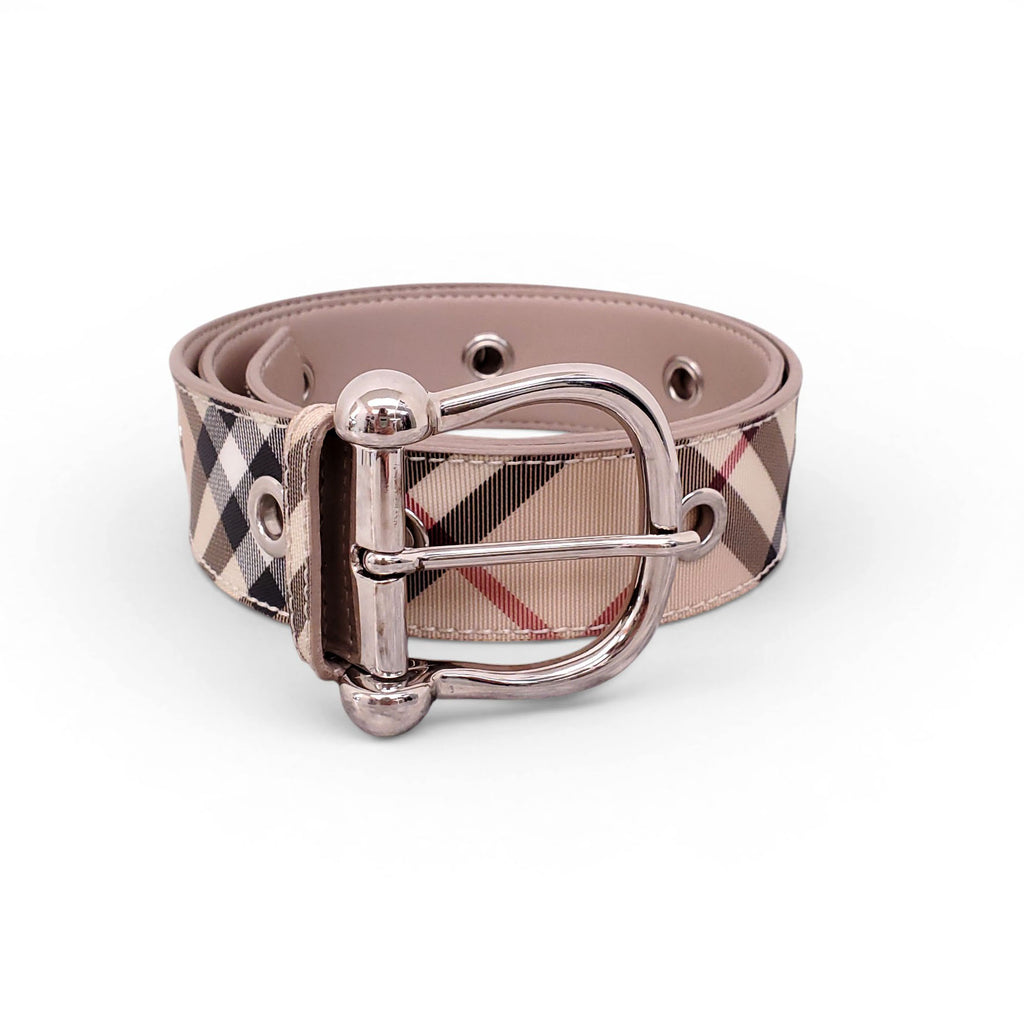 BURBERRY CHECK PATTERNED BELT - SIZE 100