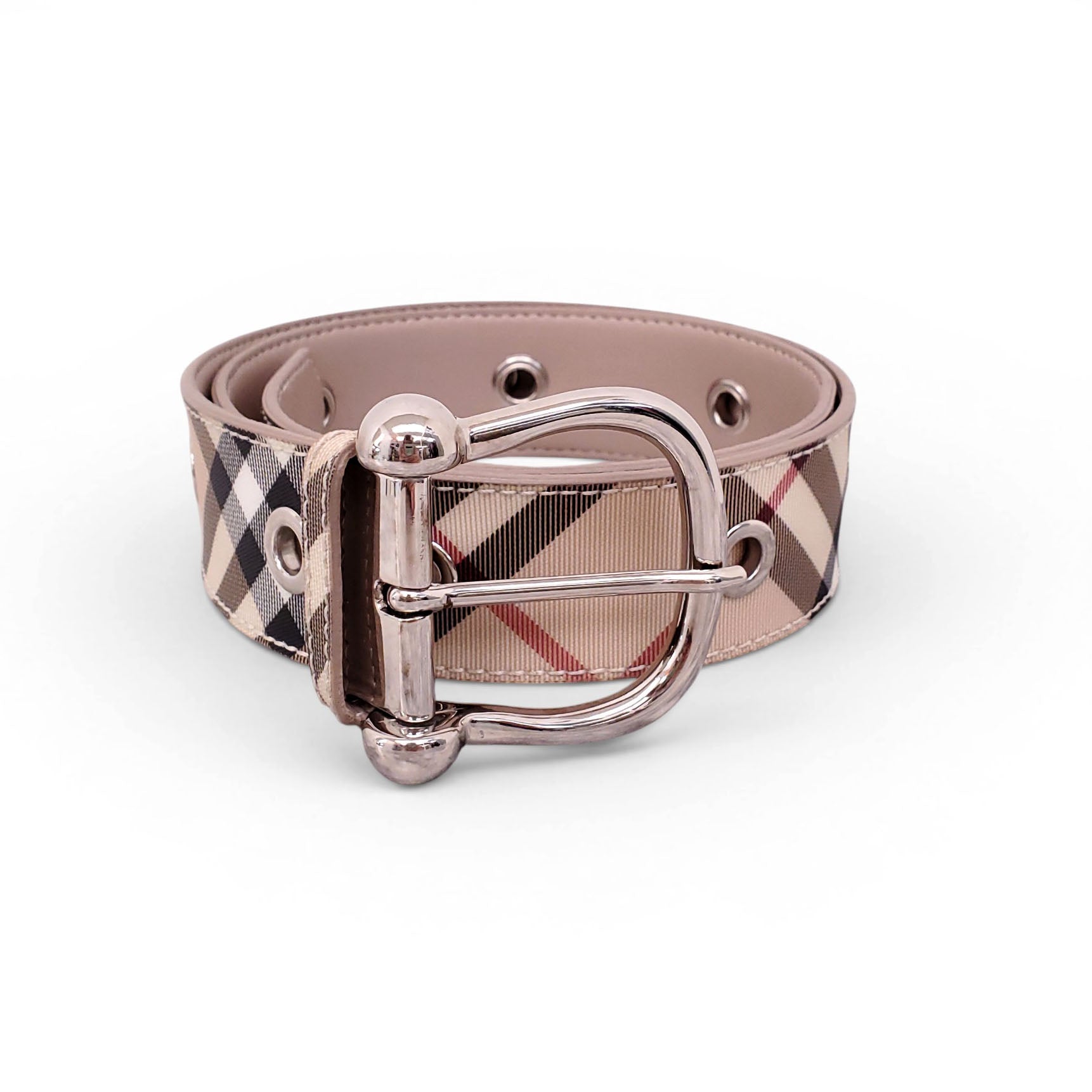 BURBERRY CHECK PATTERNED BELT - SIZE 100