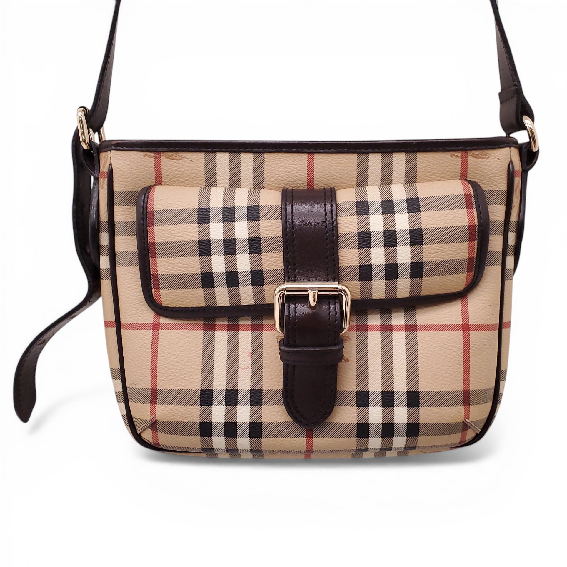 BURBERRY CHECK PATTERNED SATCHEL BAG