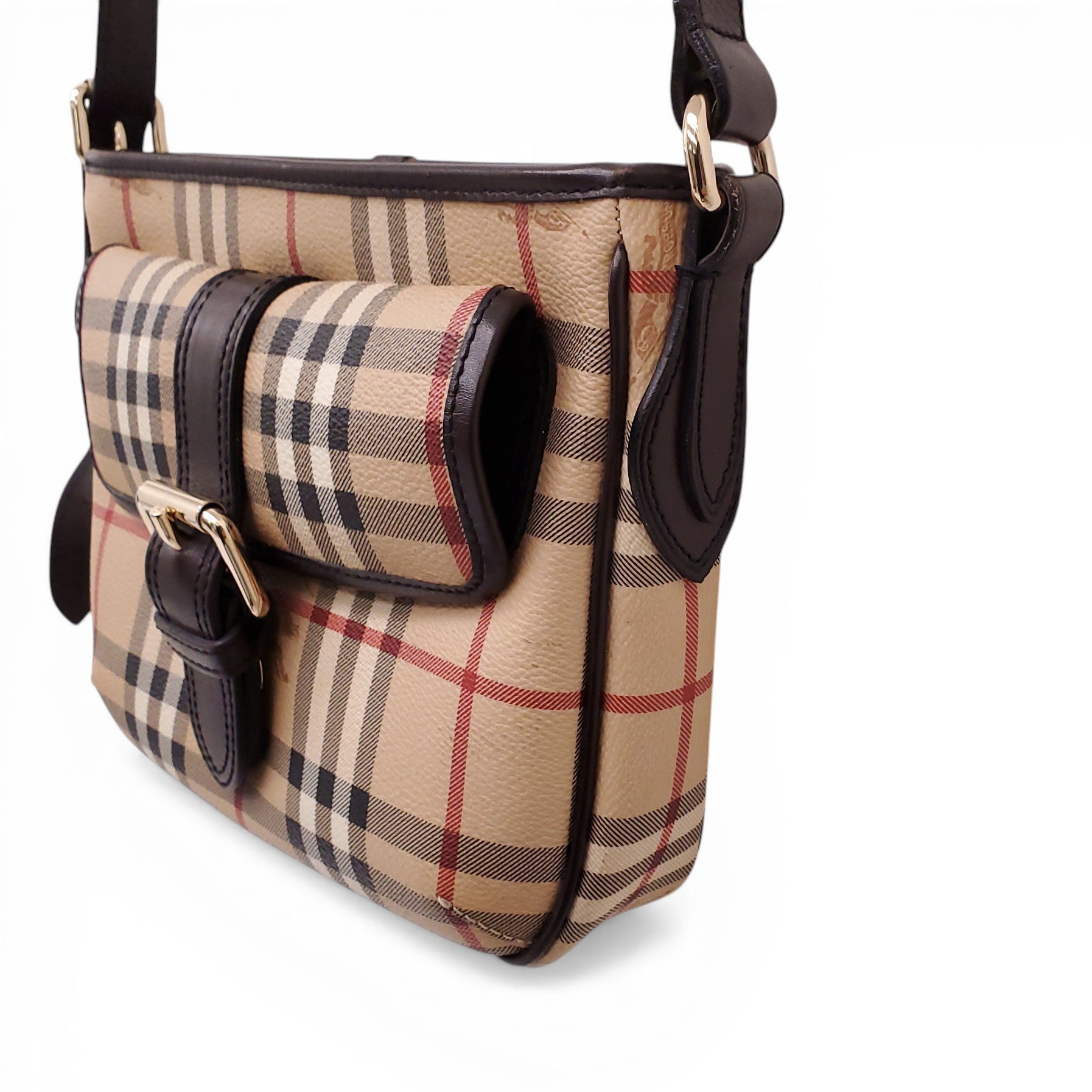 BURBERRY CHECK PATTERNED SATCHEL BAG