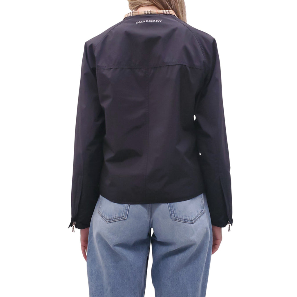BURBERRY GOLF BLACK JACKET WITH CHECK LINING DETAIL - SIZE S