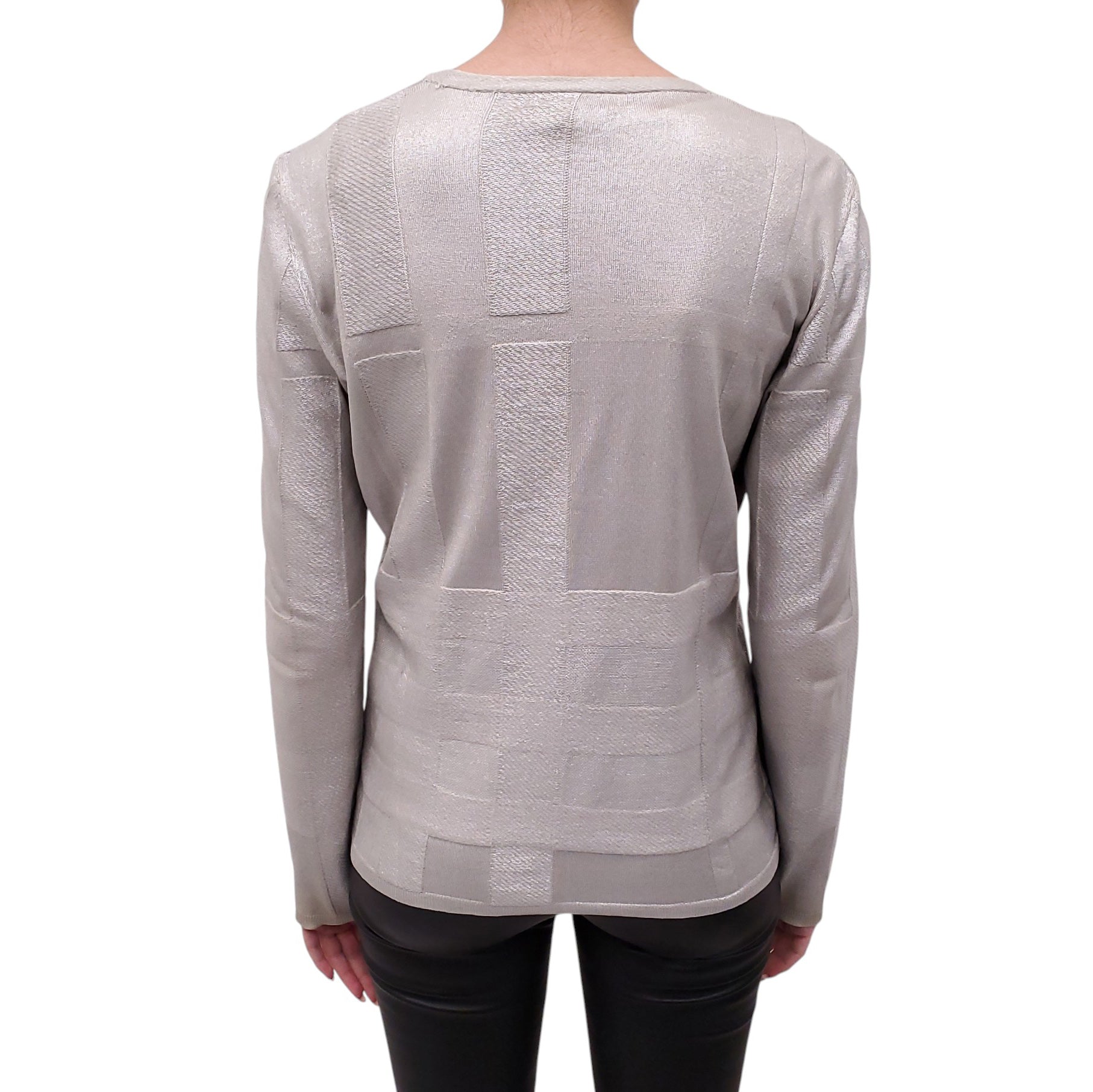 BURBERRY GREY CARDIGAN WITH METALLIC CHECK DETAIL - SIZE M