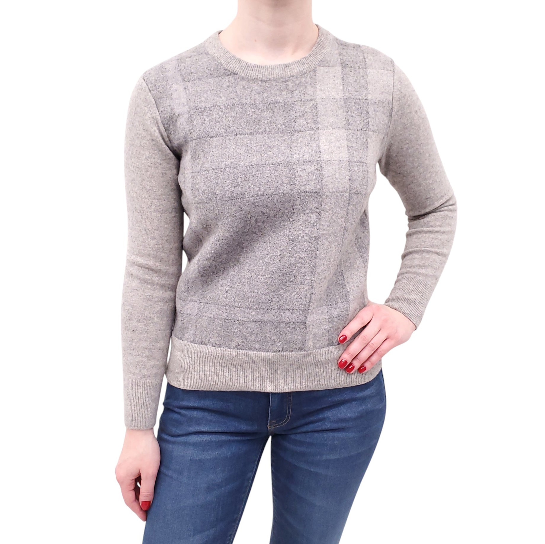 BURBERRY GREY CHECK SWEATER - SIZE S