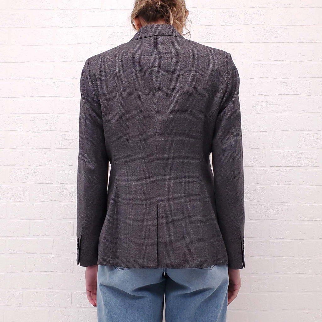 BURBERRY GREY PLAID BLAZER - SIZE 8