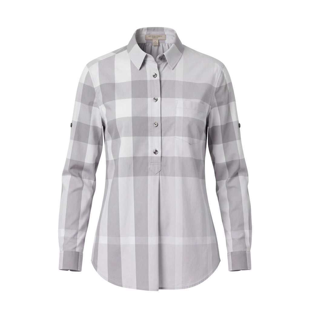 BURBERRY BRIT GREY CHECK BLOUSE - SIZE S