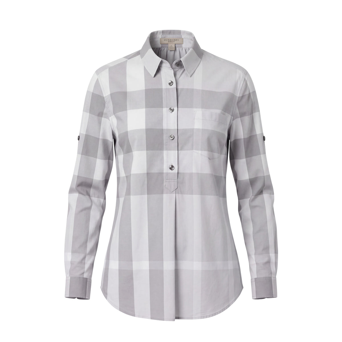 BURBERRY BRIT GREY CHECK BLOUSE - SIZE S