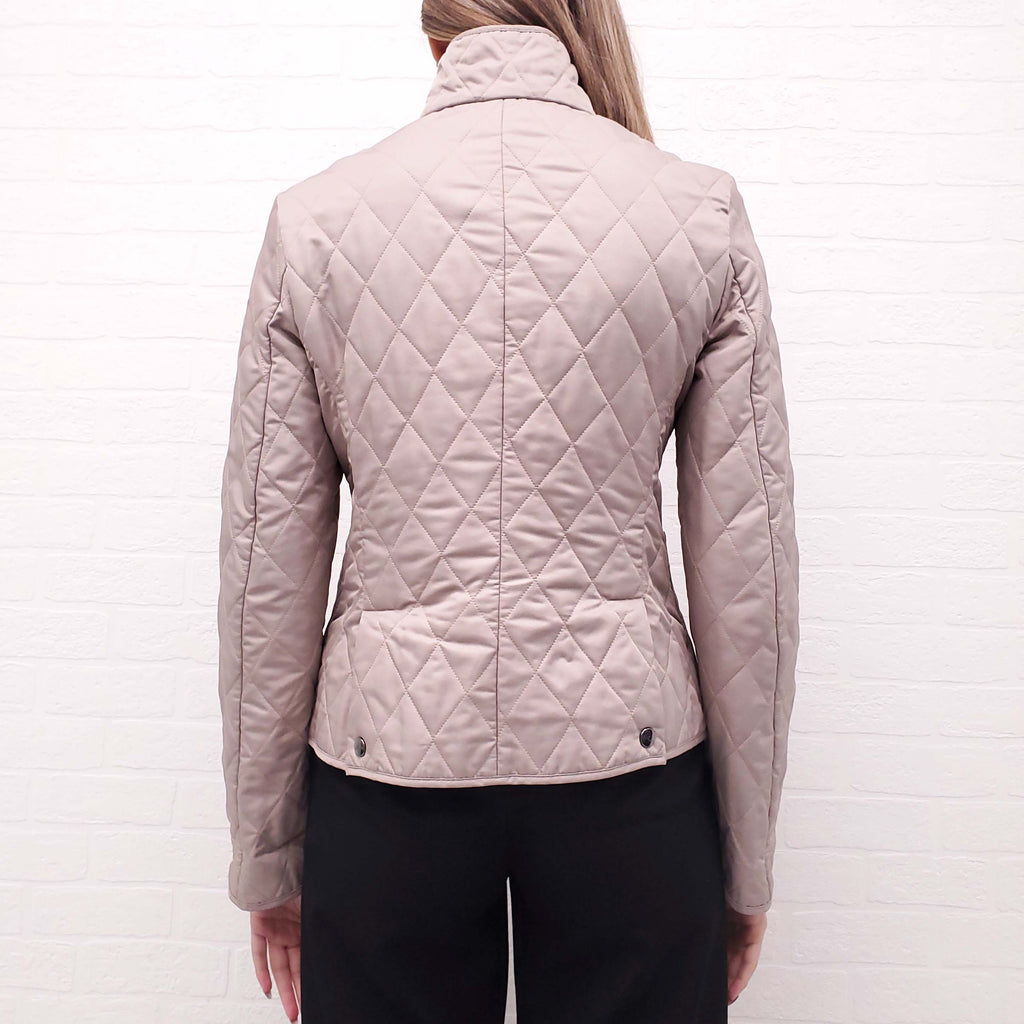 BURBERRY KHAKI QUILTED NYLON JACKET WITH CHECK INTERIOR - SIZE S