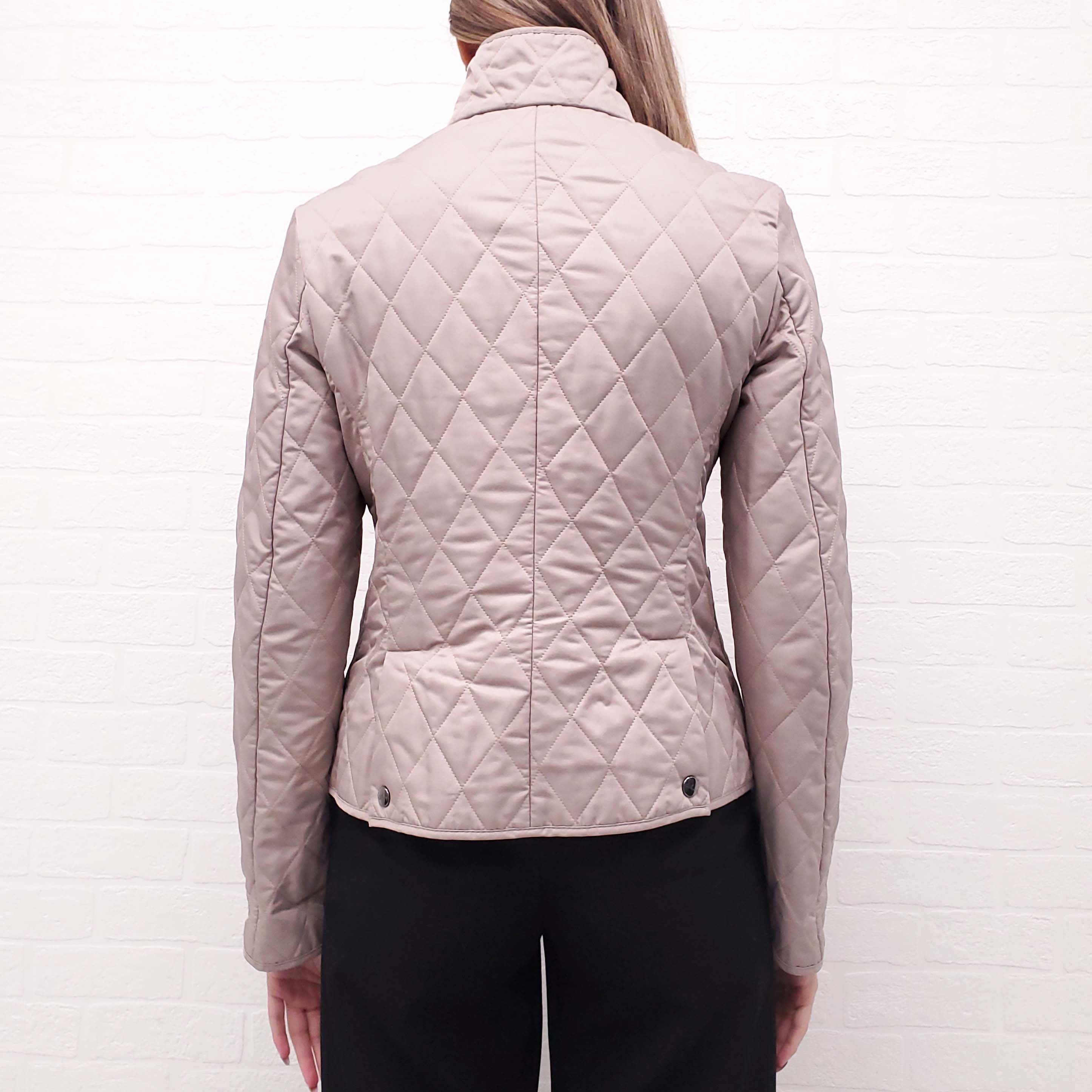 BURBERRY KHAKI QUILTED NYLON JACKET WITH CHECK INTERIOR - SIZE S