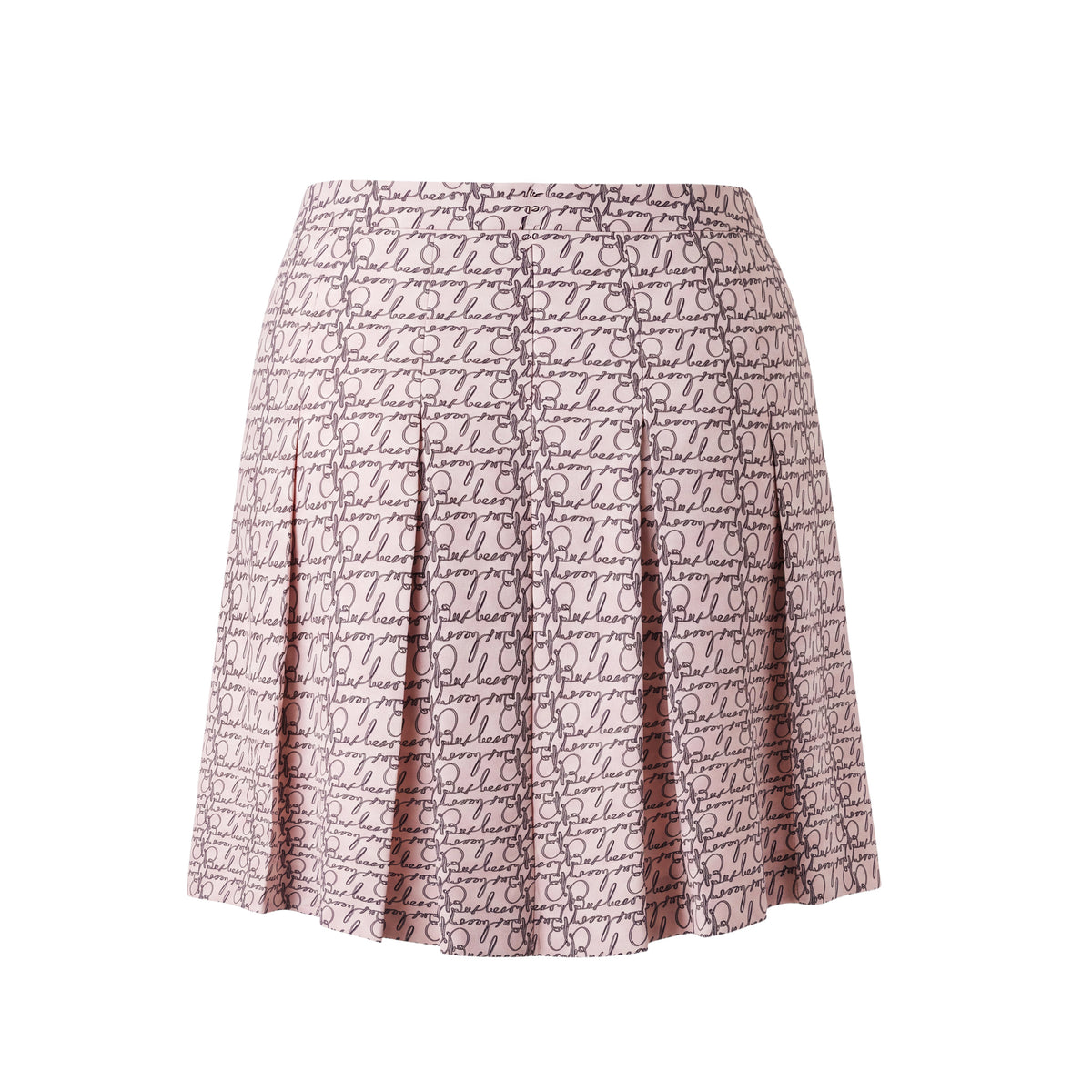 BURBERRY LOGO PATTERNED PLEATED SKIRT - SIZE 10