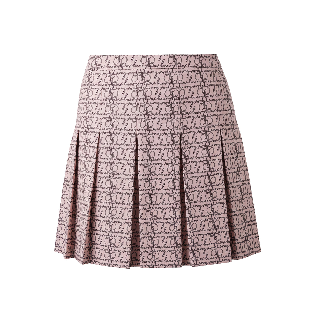 BURBERRY LOGO PATTERNED PLEATED SKIRT - SIZE 10