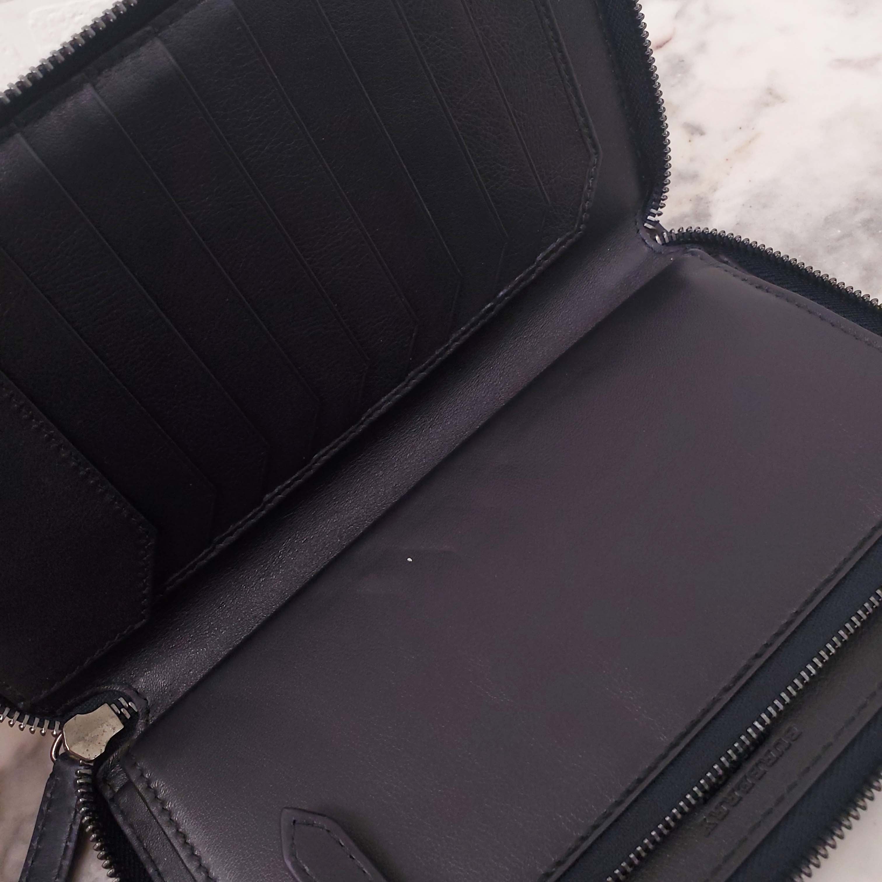 BURBERRY NAVY PLAID ZIP AROUND WALLET