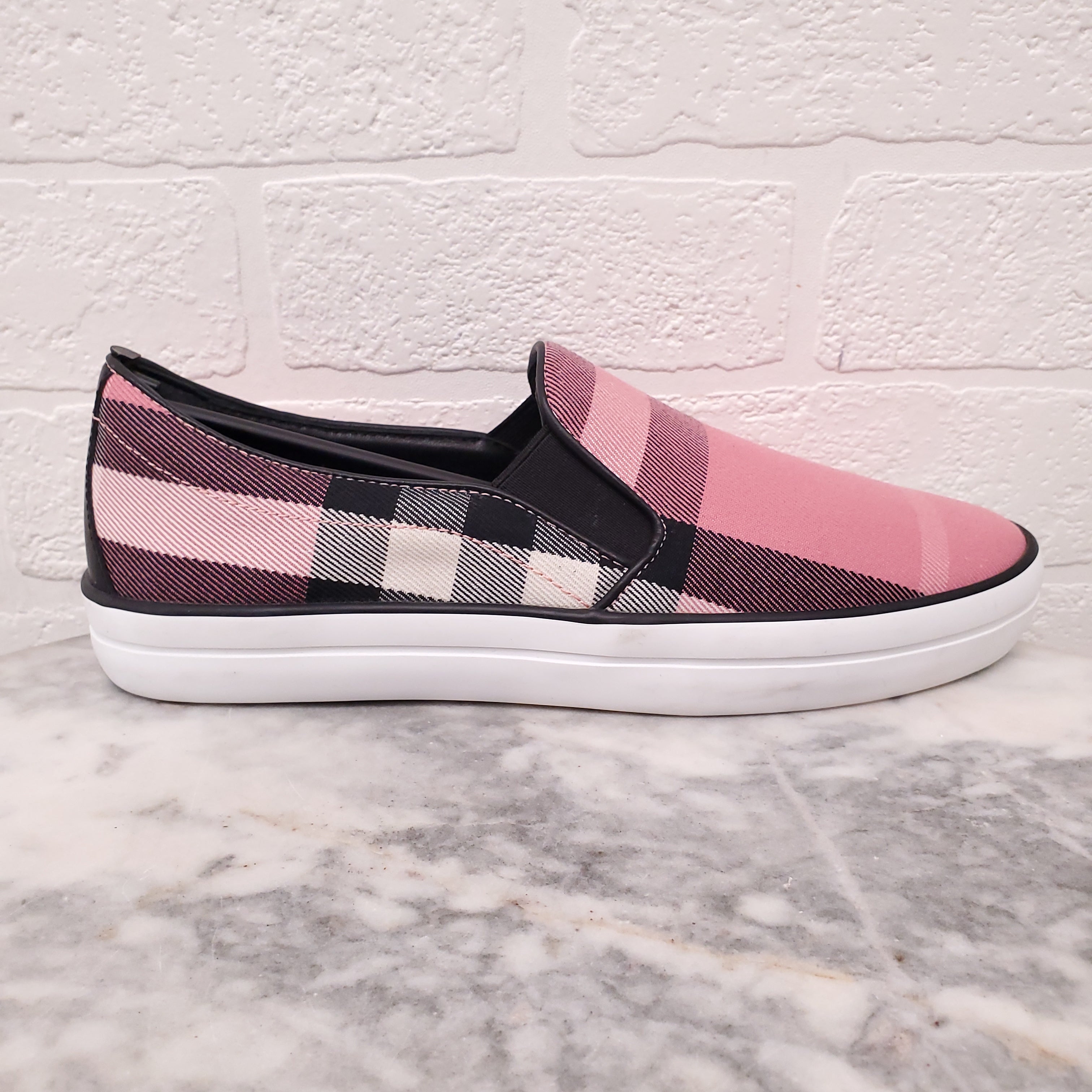 BURBERRY PINK PLAID SNEAKERS - SIZE 37.5