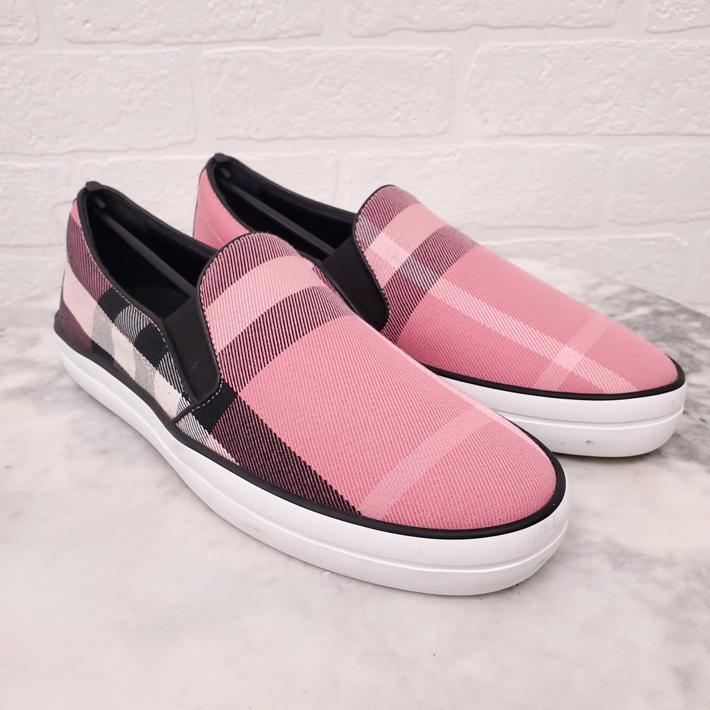 BURBERRY PINK PLAID SNEAKERS - SIZE 37.5