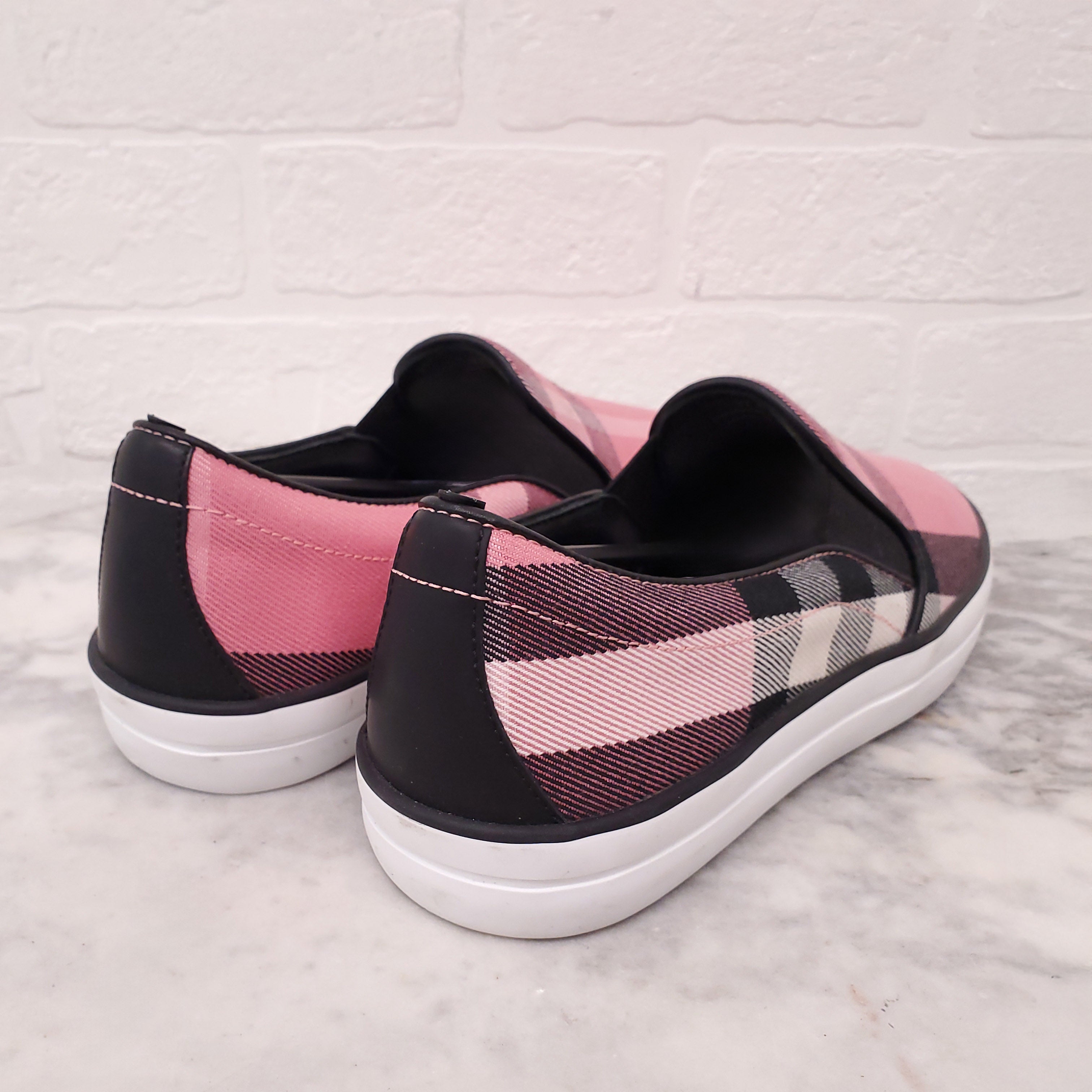 BURBERRY PINK PLAID SNEAKERS - SIZE 37.5