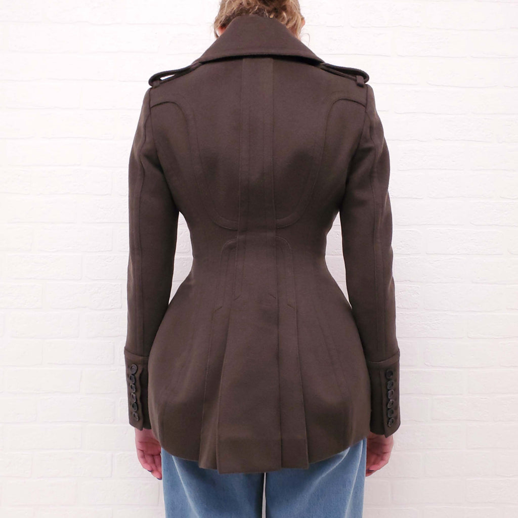 BURBERRY PRORSUM DARK GREEN PEACOAT - SIZE 38