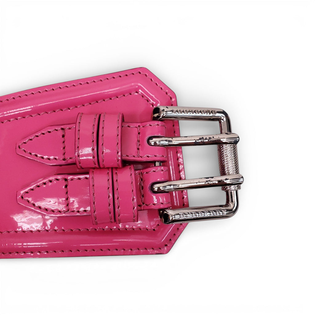 BURBERRY PROSUM PINK PATENT WAIST BELT - SIZE 80