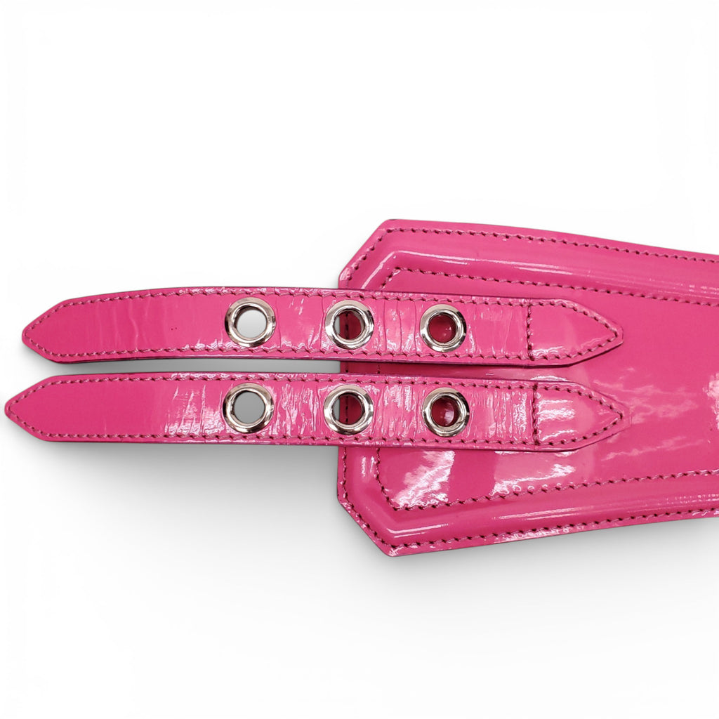 BURBERRY PROSUM PINK PATENT WAIST BELT - SIZE 80