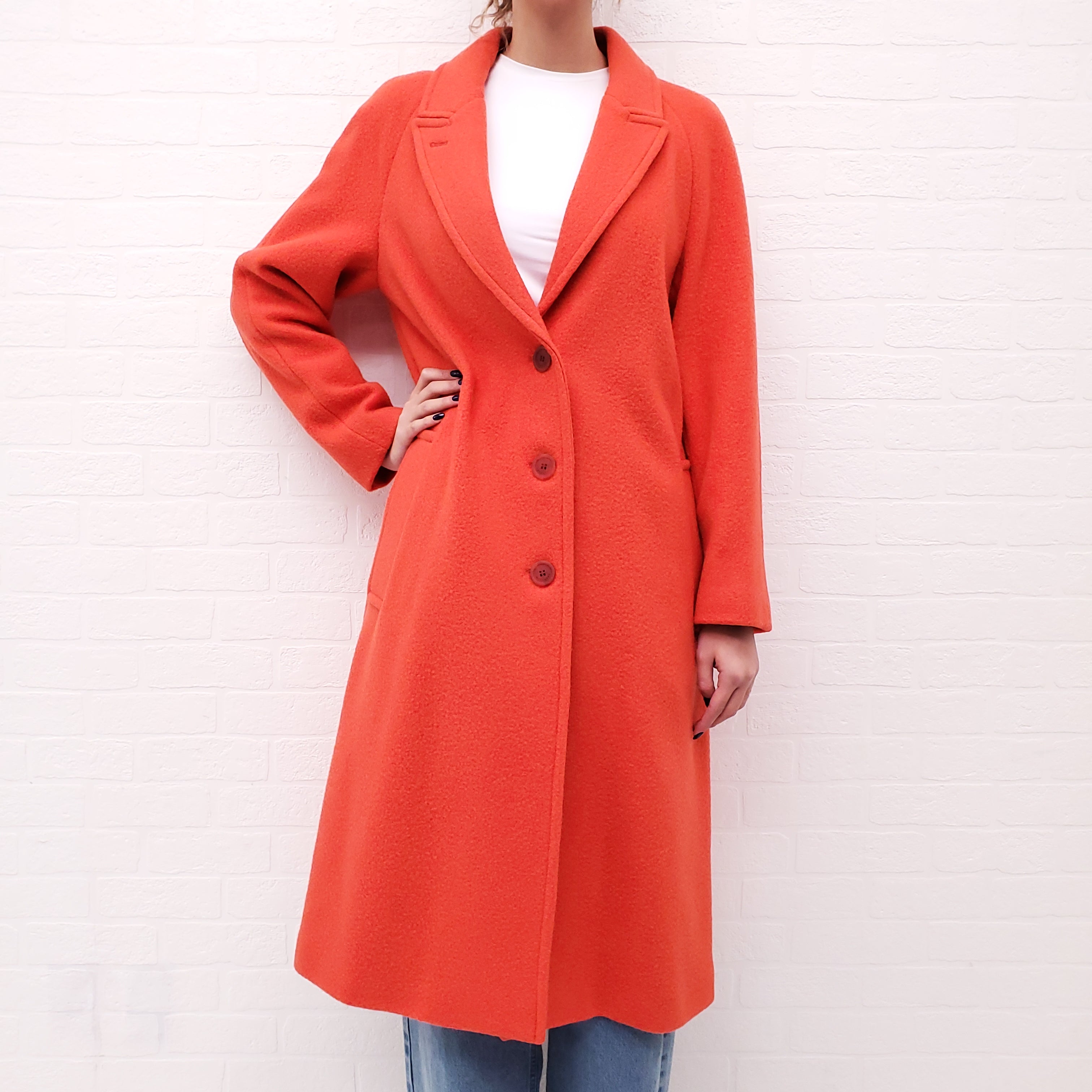 BURBERRY RED COAT WITH CHECK LINING - SIZE 6