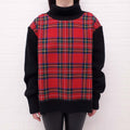 BURBERRY RED PLAID AND BLACK TURTLENECK SWEATER - SIZE M