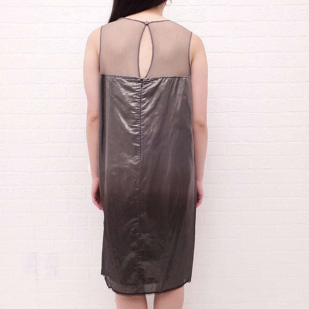 BURBERRY SILVER DRESS WITH SHEER TOP - SIZE 42