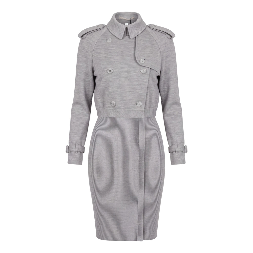 BURBERRY TECHNICAL WOOL DECONSTRUCTED TRENCH COAT - SIZE 4