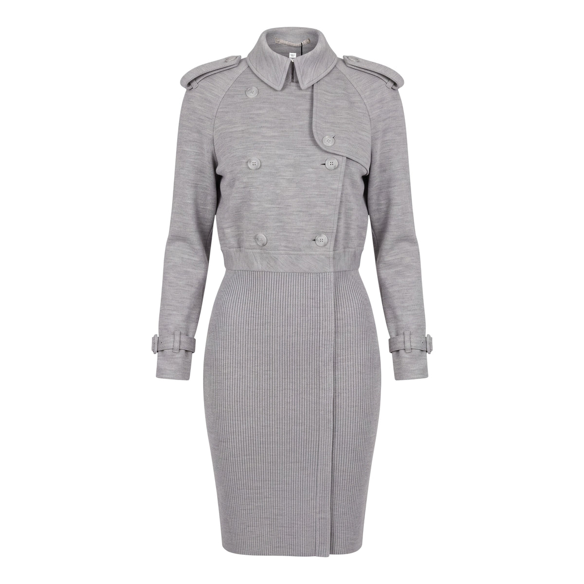 BURBERRY TECHNICAL WOOL DECONSTRUCTED TRENCH COAT - SIZE 4