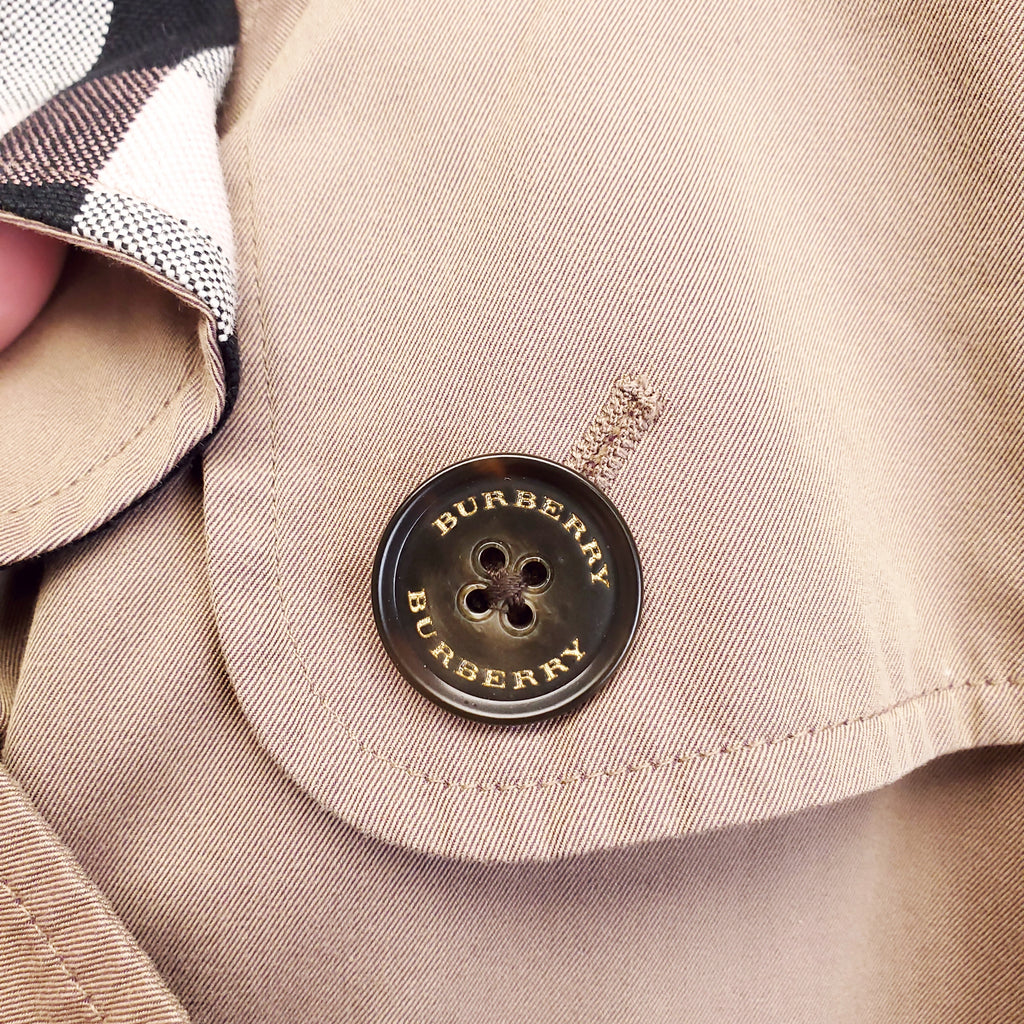 BURBERRY TRENCH JACKET WITH PINK CHECK DETAIL - SIZE US 2